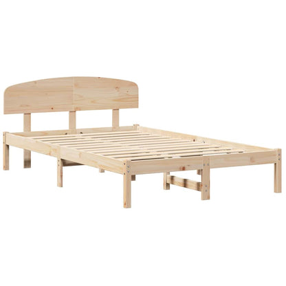 Sengestel Med Hovedgærde Brun 135 190 Cm Massivt Fyrretræ - Billede 2
