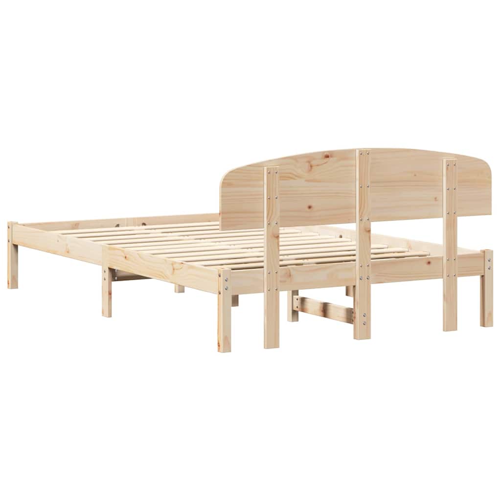 Sengestel Med Hovedgærde Brun 135 190 Cm Massivt Fyrretræ - Billede 8