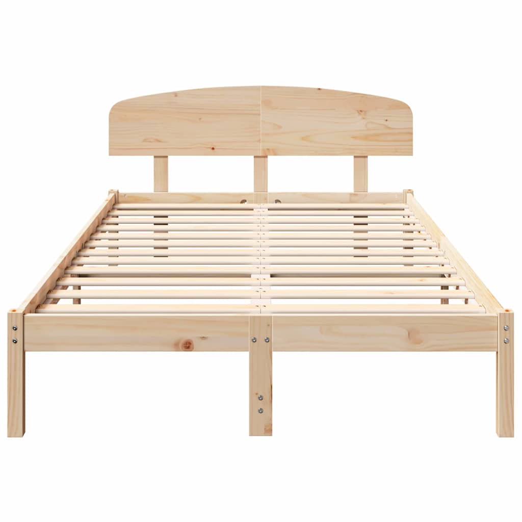 Sengestel Med Hovedgærde Brun 135 190 Cm Massivt Fyrretræ - Billede 6