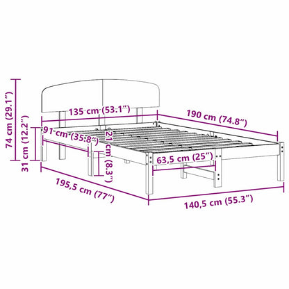 Sengestel Med Hovedgærde Brun 135 190 Cm Massivt Fyrretræ - Billede 10