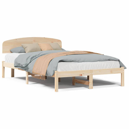 Sengestel Med Hovedgærde Brun 135 190 Cm Massivt Fyrretræ - Billede 4