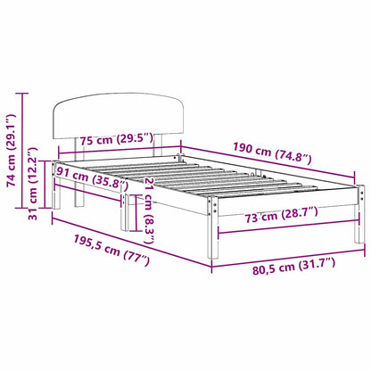 Sengestel Med Hovedgærde Brun 75 X 190 Cm Massivt Fyrretræ - Billede 10