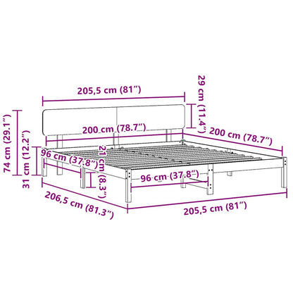 Sengestel Naturfarvet 200 200 Cm Massivt Fyrretræ - Billede 10