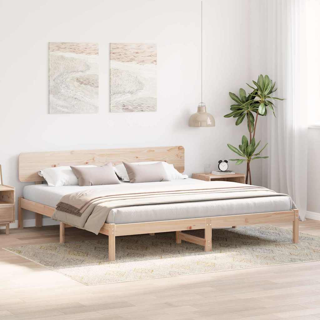 Sengestel Naturfarvet 180 200 Cm Massivt Fyrretræ - Billede 5