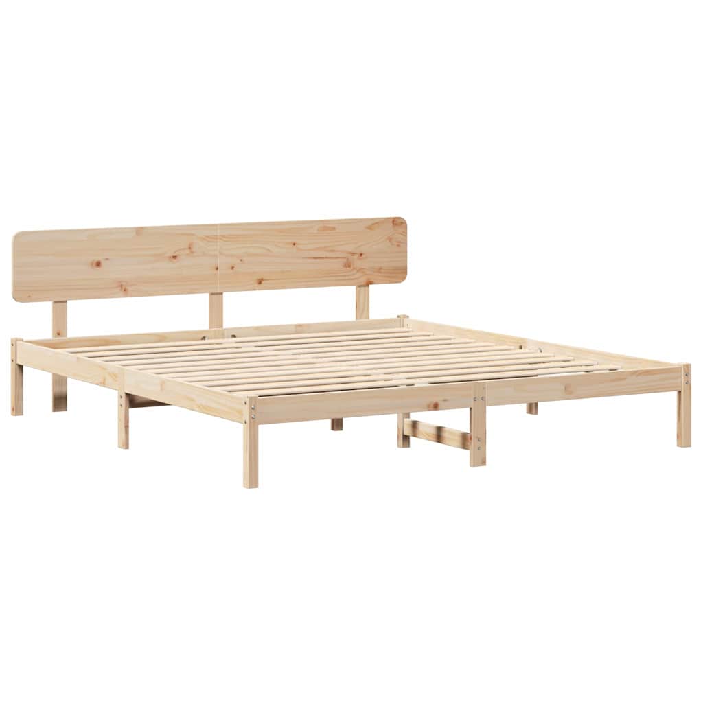 Sengestel Naturfarvet 180 200 Cm Massivt Fyrretræ - Billede 2