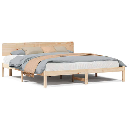 Sengestel Naturfarvet 180 200 Cm Massivt Fyrretræ - Billede 4