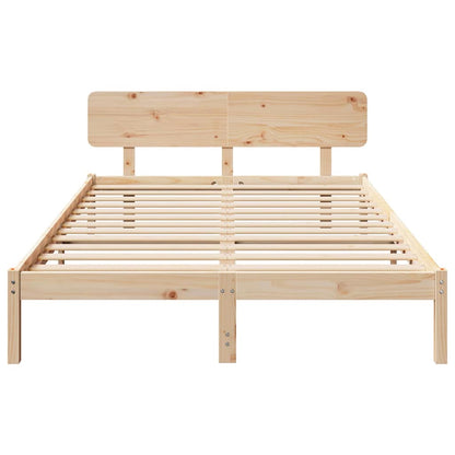 Sengestel Naturfarvet 150 200 Cm Massivt Fyrretræ - Billede 6