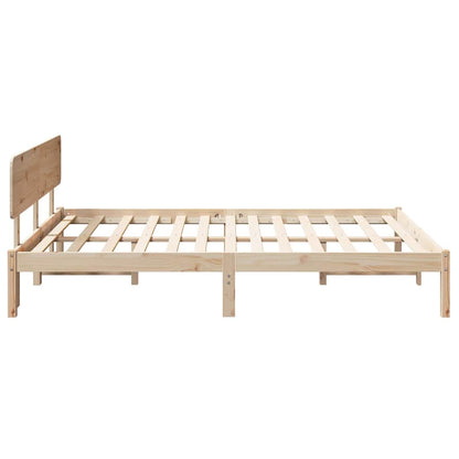 Sengestel Naturfarvet 150 200 Cm Massivt Fyrretræ - Billede 7