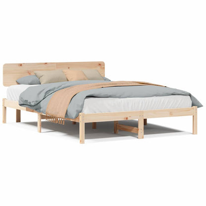Sengestel Naturfarvet 150 200 Cm Massivt Fyrretræ - Billede 4