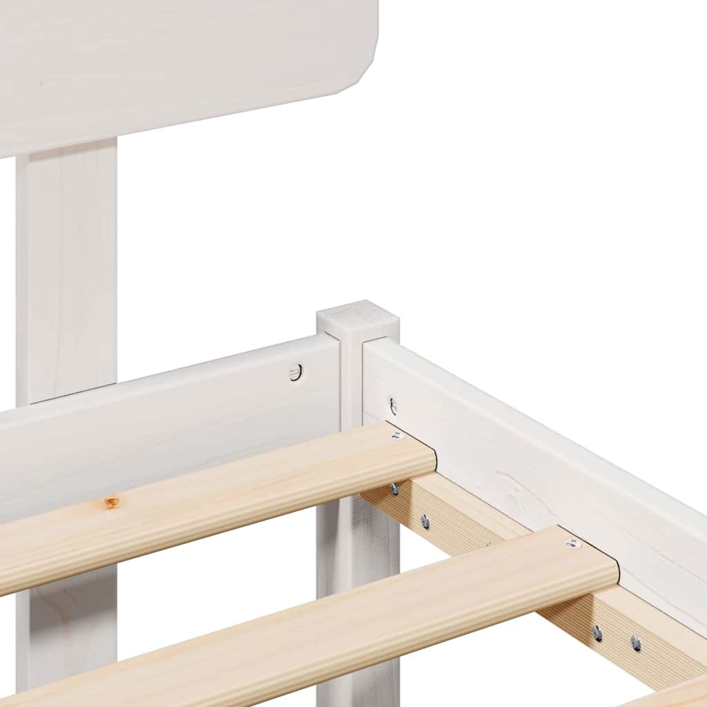 Sengestel Med Hovedgærde Hvid 140 X 190 Cm Massivt Fyrretræ - Billede 9
