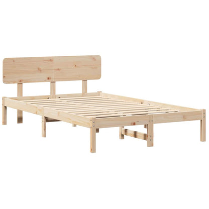 Sengestel Naturfarvet 120 190 Cm Massivt Fyrretræ - Billede 2