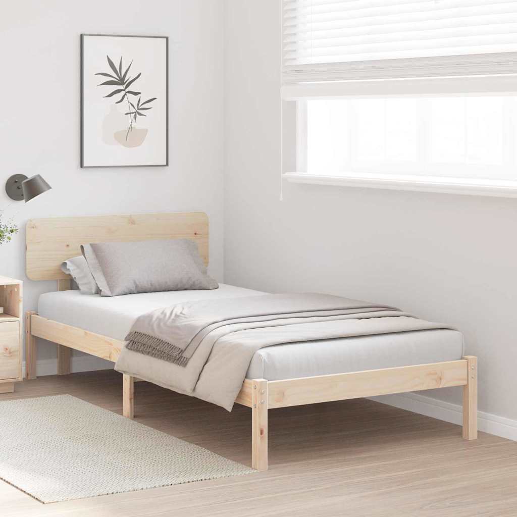 Sengestel Naturfarvet 90 190 Cm Massivt Fyrretræ - Billede 5