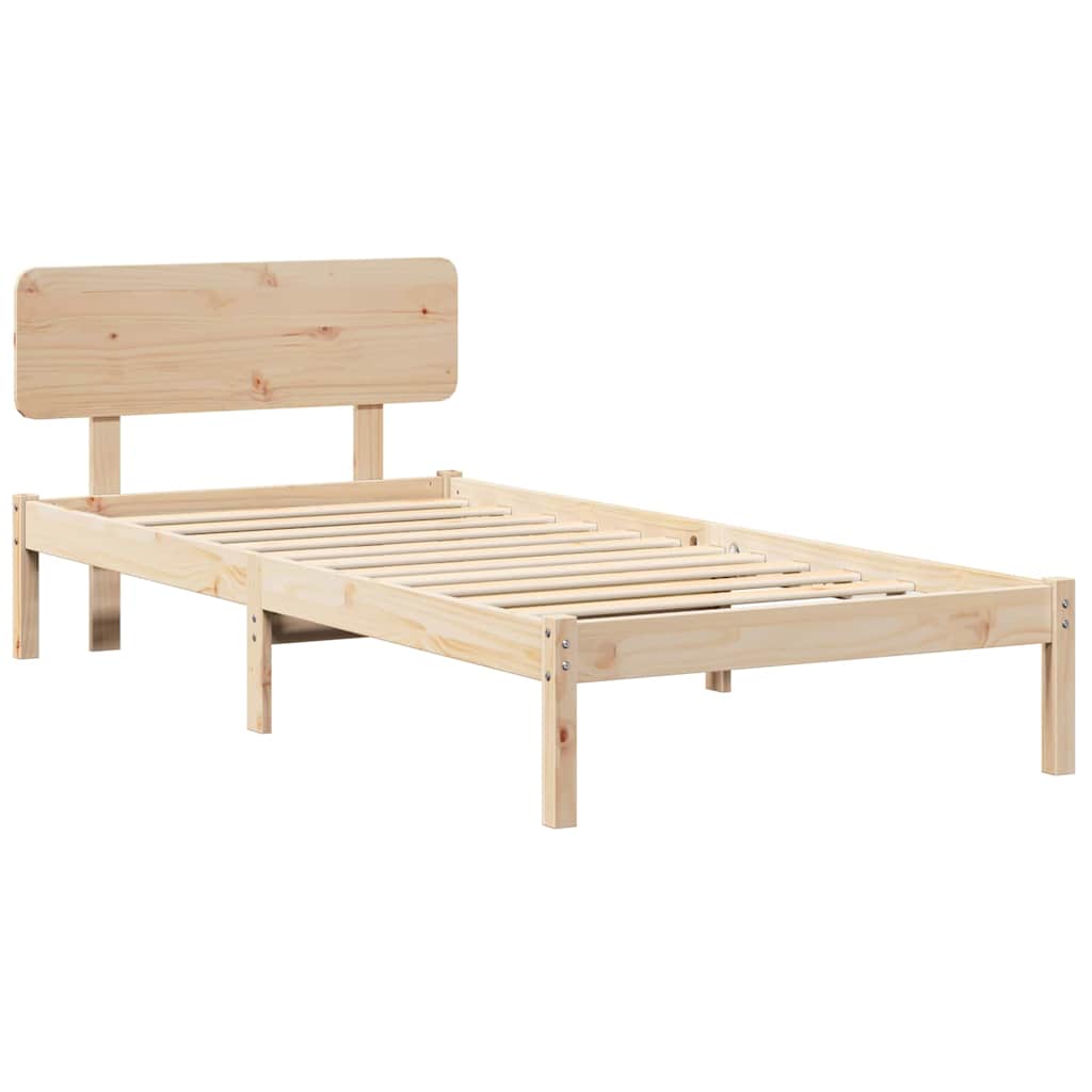 Sengestel Naturfarvet 90 190 Cm Massivt Fyrretræ - Billede 2