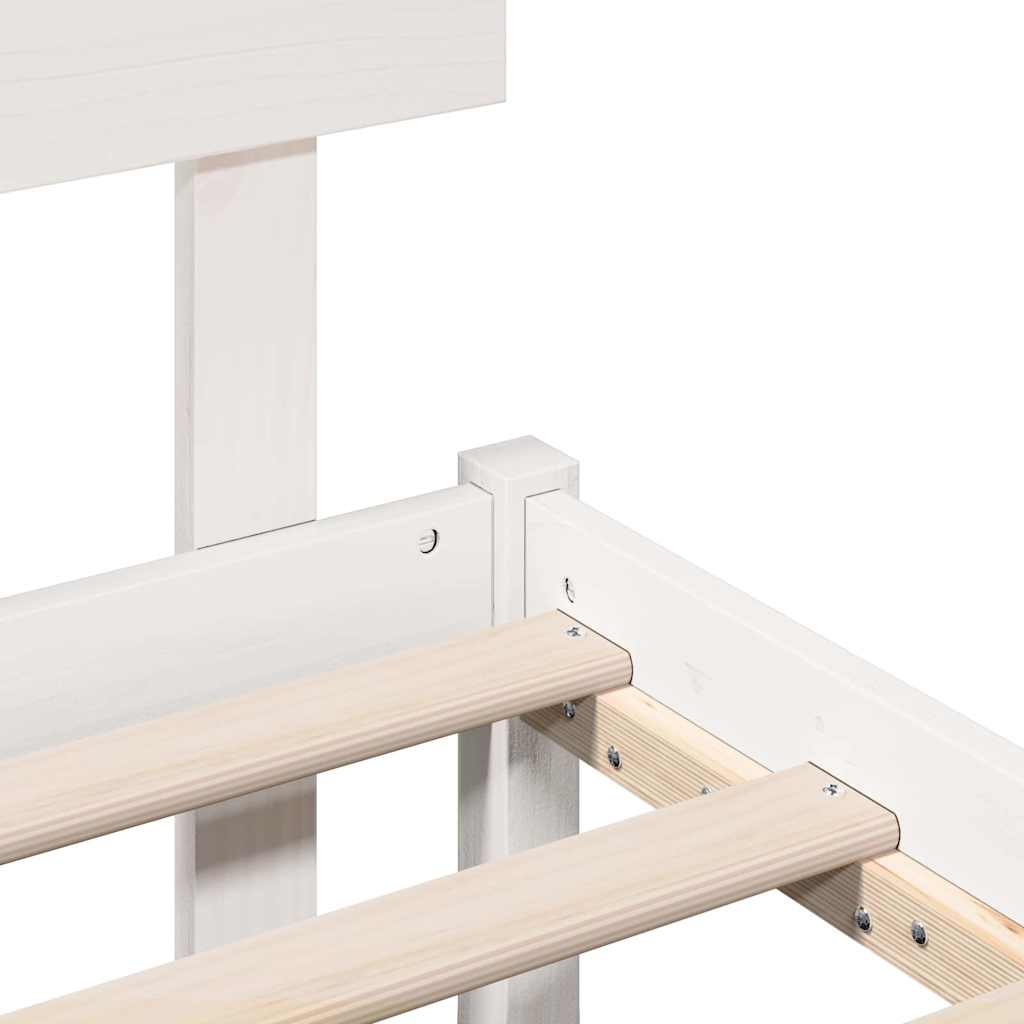 Sengestel Med Hovedgærde Hvid 140 X 190 Cm Massivt Fyrretræ - Billede 9