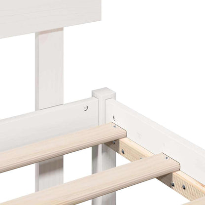 Sengestel Med Hovedgærde Hvid 140 X 190 Cm Massivt Fyrretræ - Billede 9