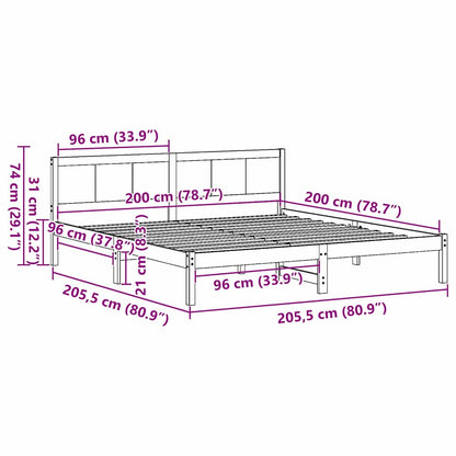Sengestel Brun 200 200 Cm Massivt Fyrretræ - Billede 10