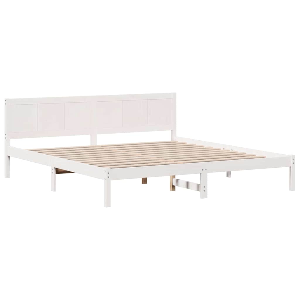 Sengestel Hvid 200 X 200 Cm Massivt Fyrretræ - Billede 2