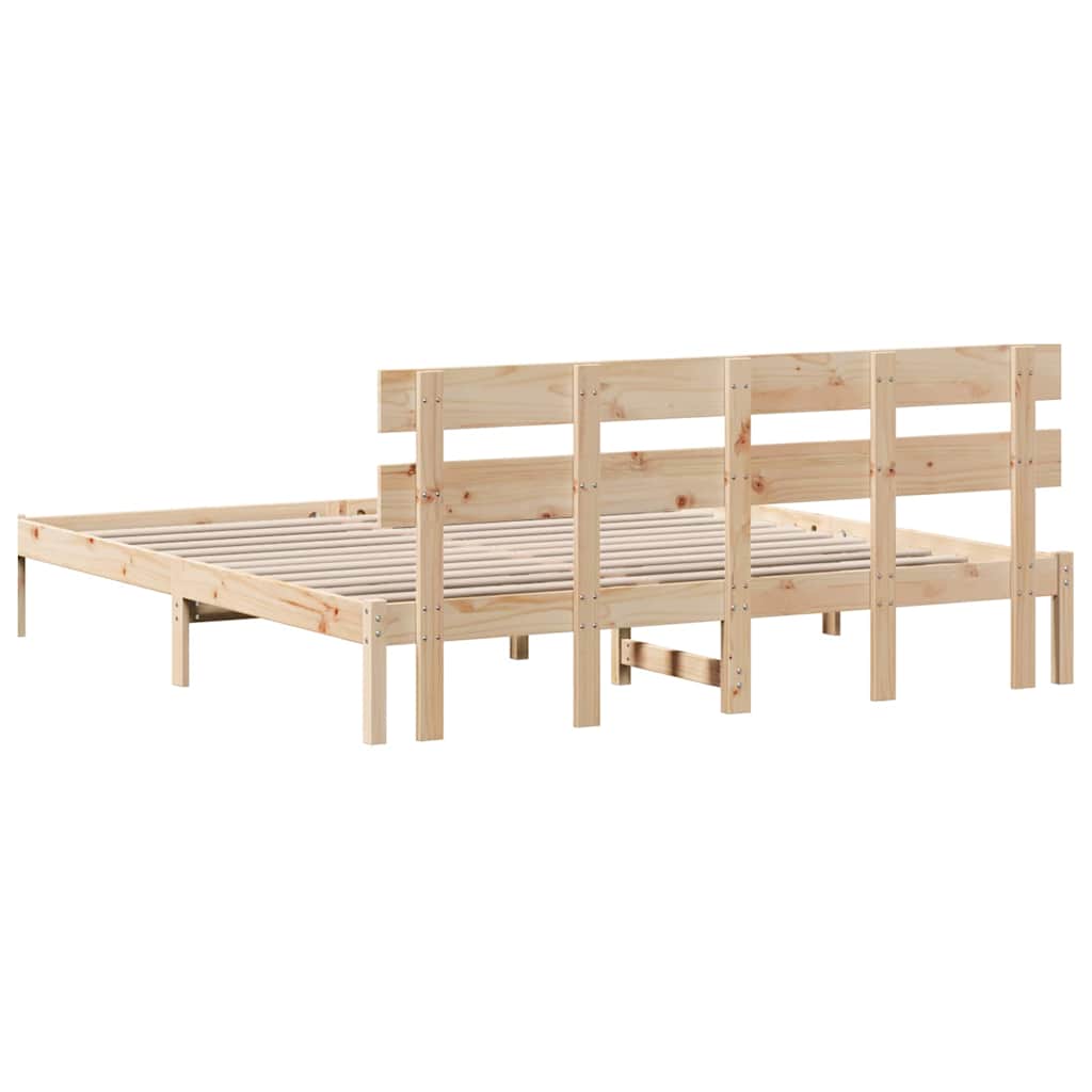 Sengestel Brun 180 200 Cm Massivt Fyrretræ - Billede 8