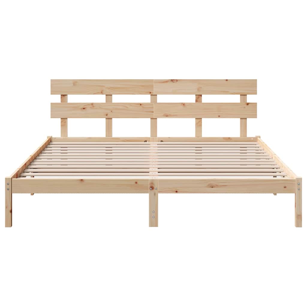Sengestel Brun 180 200 Cm Massivt Fyrretræ - Billede 6