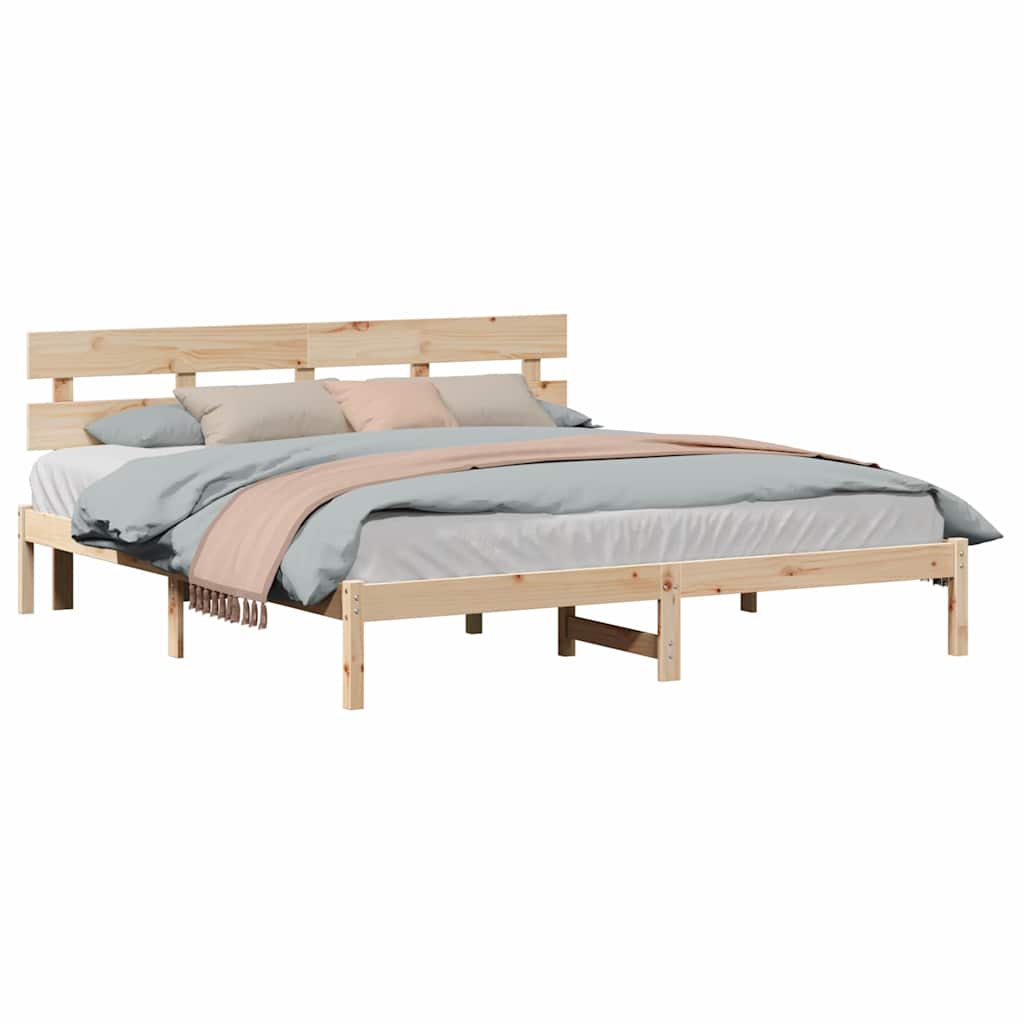 Sengestel Brun 180 200 Cm Massivt Fyrretræ - Billede 3