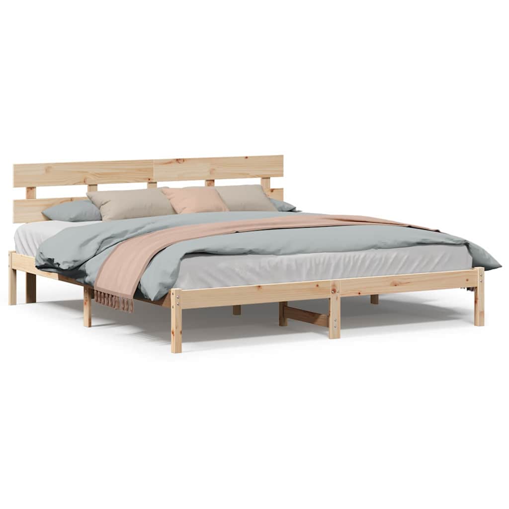 Sengestel Brun 180 200 Cm Massivt Fyrretræ - Billede 4