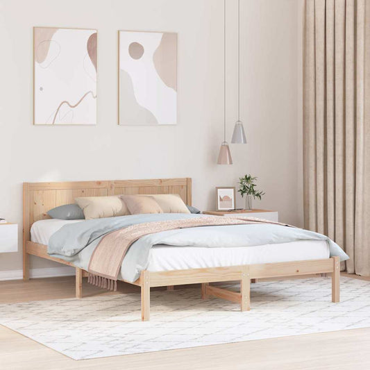 Sengestel Brun 150 200 Cm Massivt Fyrretræ - Hovedbillede