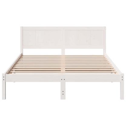 Sengestel Hvid 150 200 Cm Massivt Fyrretræ - Billede 6
