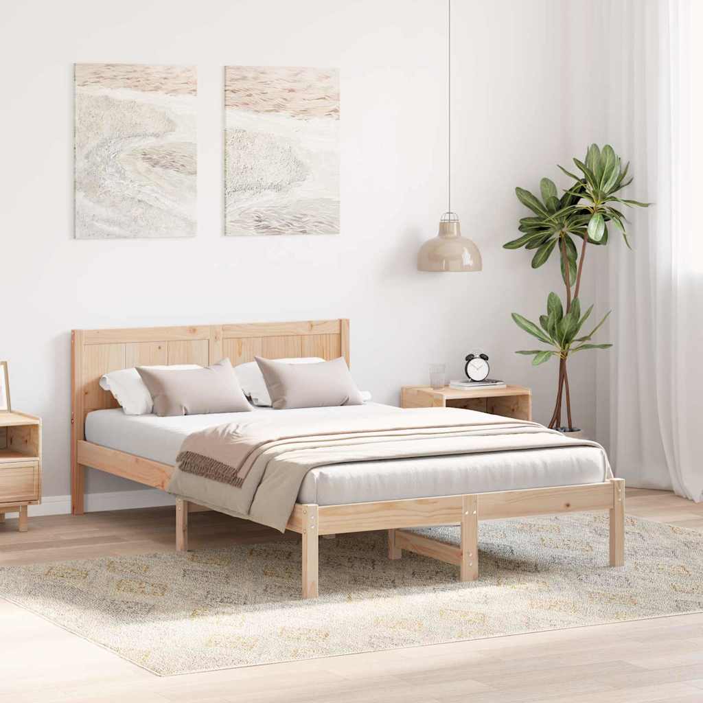 Sengestel Brun 140 190 Cm Massivt Fyrretræ - Billede 5