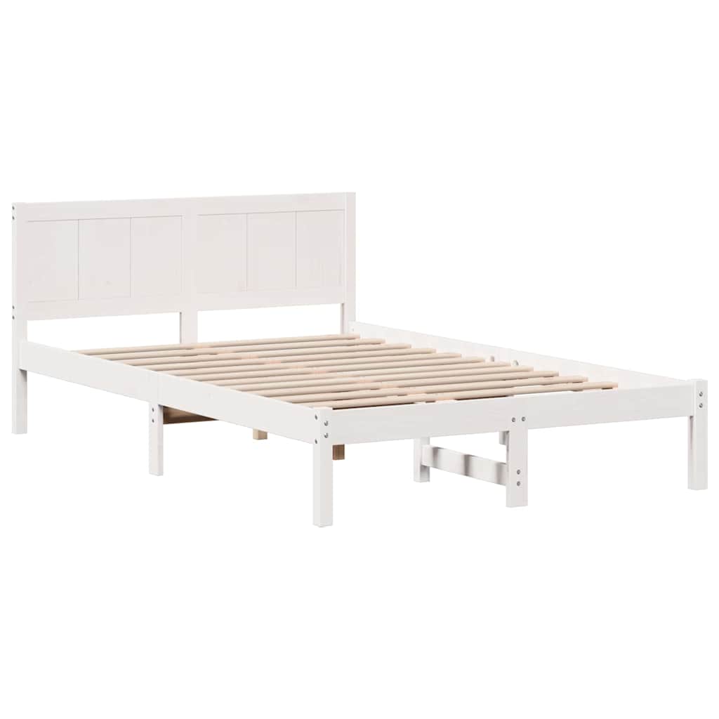 Sengestel Hvid 140 190 Cm Massivt Fyrretræ - Billede 2