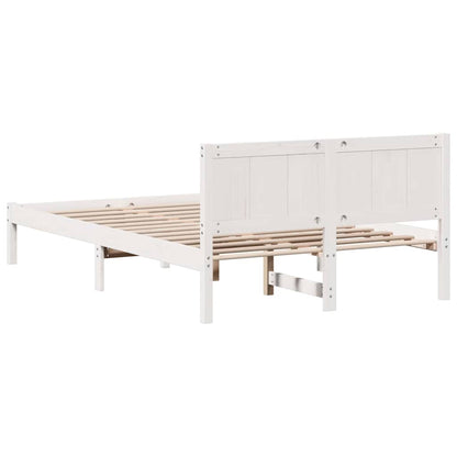 Sengestel Hvid 140 190 Cm Massivt Fyrretræ - Billede 8