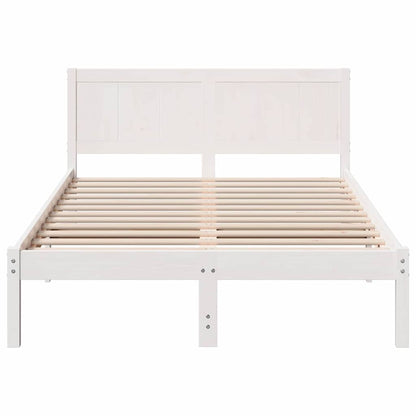 Sengestel Hvid 140 190 Cm Massivt Fyrretræ - Billede 6