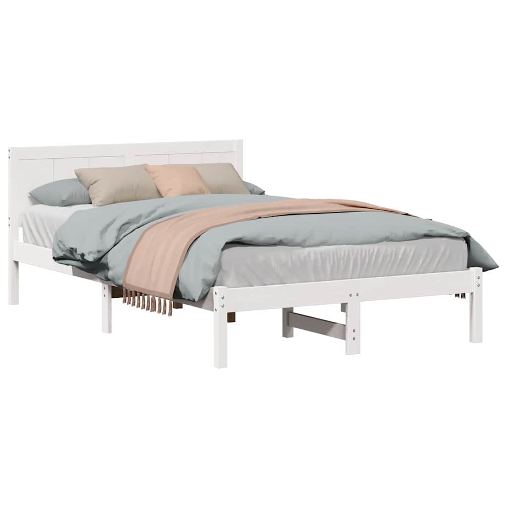 Sengestel Hvid 140 190 Cm Massivt Fyrretræ - Billede 3