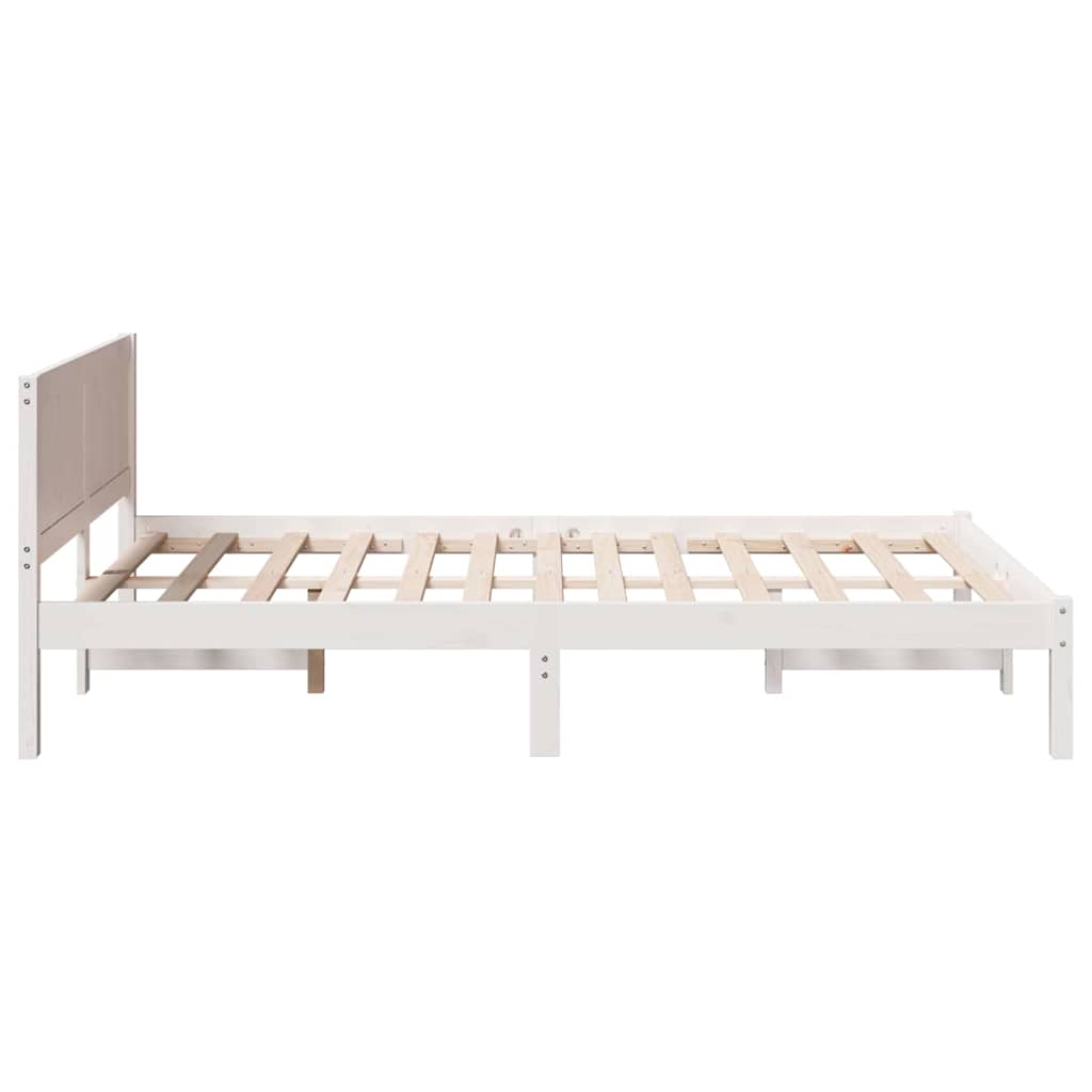 Sengestel Hvid 140 190 Cm Massivt Fyrretræ - Billede 7