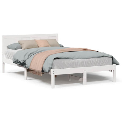Sengestel Hvid 140 190 Cm Massivt Fyrretræ - Billede 4