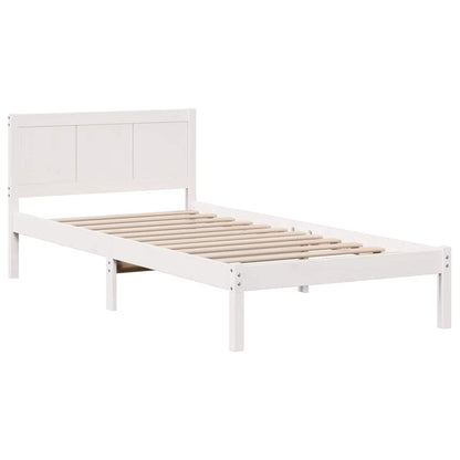 Sengestel Hvid 90 200 Cm Massivt Fyrretræ - Billede 2