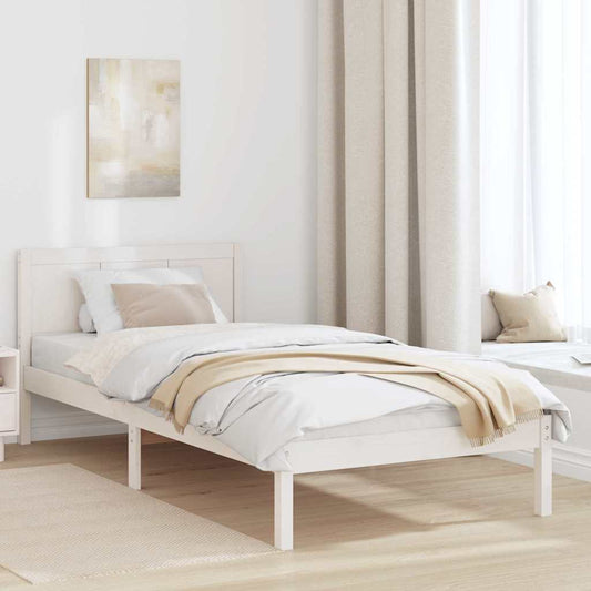 Sengestel Hvid 90 190 Cm Massivt Fyrretræ - Hovedbillede
