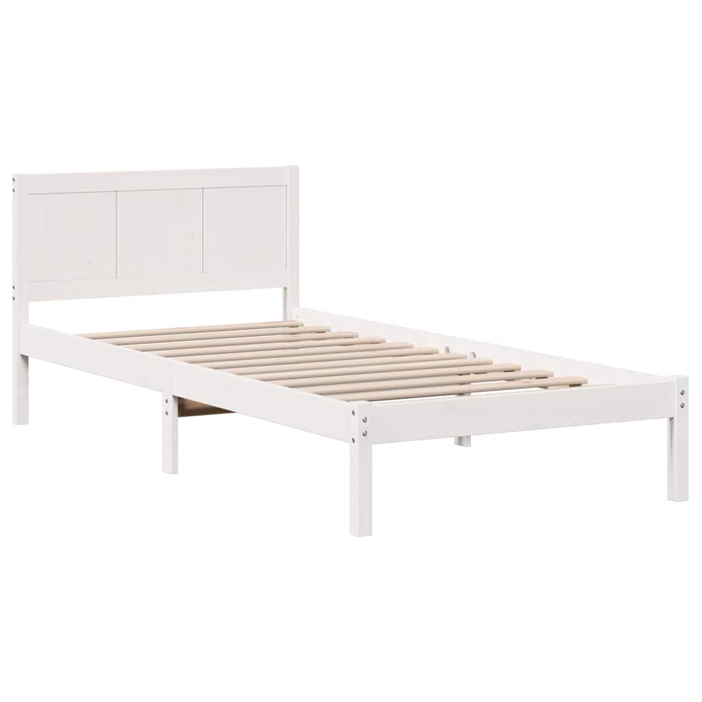 Sengestel Hvid 90 X 190 Cm Massivt Fyrretræ - Billede 2