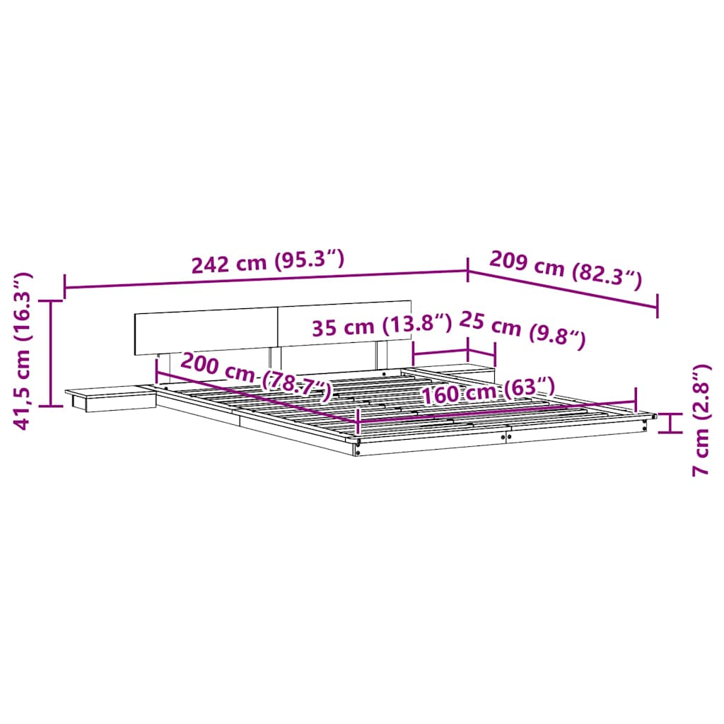 Sengestel Brun 160 200 Cm Træ - Billede 9