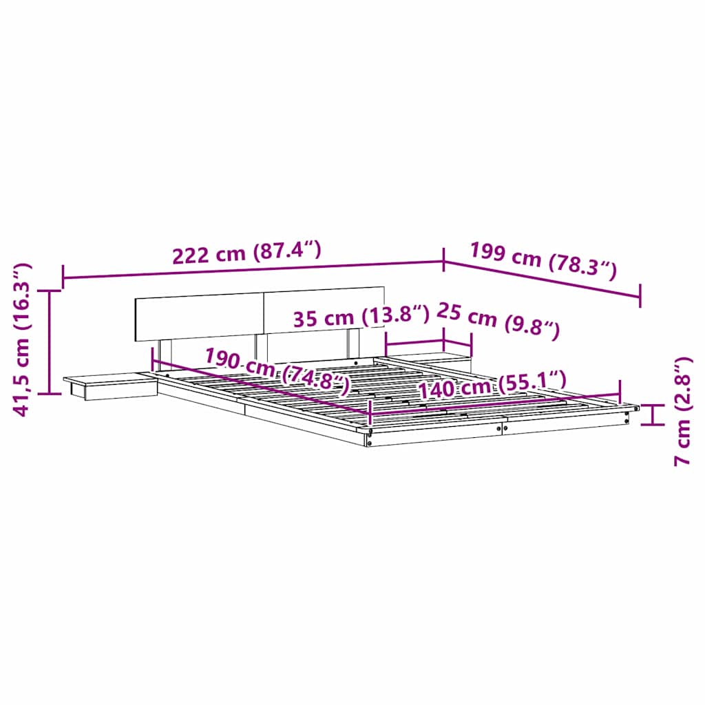 Sengestel Brun 140 190 Cm Træ - Billede 9