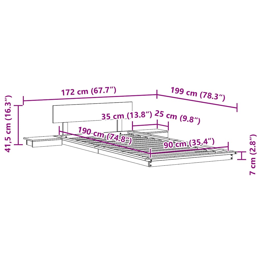 Sengestel Brun 90 190 Cm Træ - Billede 9