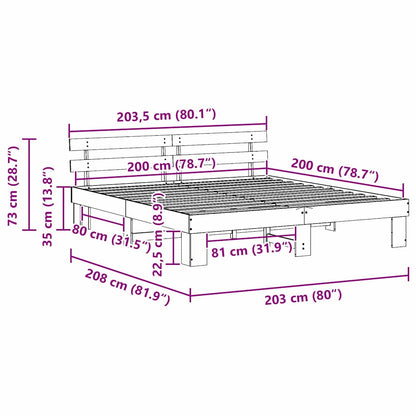 Sengestel Med Hovedgærde Brun 200 200 Cm Massivt Fyrretræ - Billede 10
