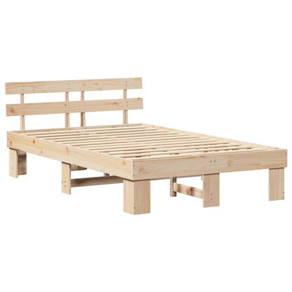 Sengestel Med Hovedgærde Brun 135 190 Cm Massivt Fyrretræ - Billede 2