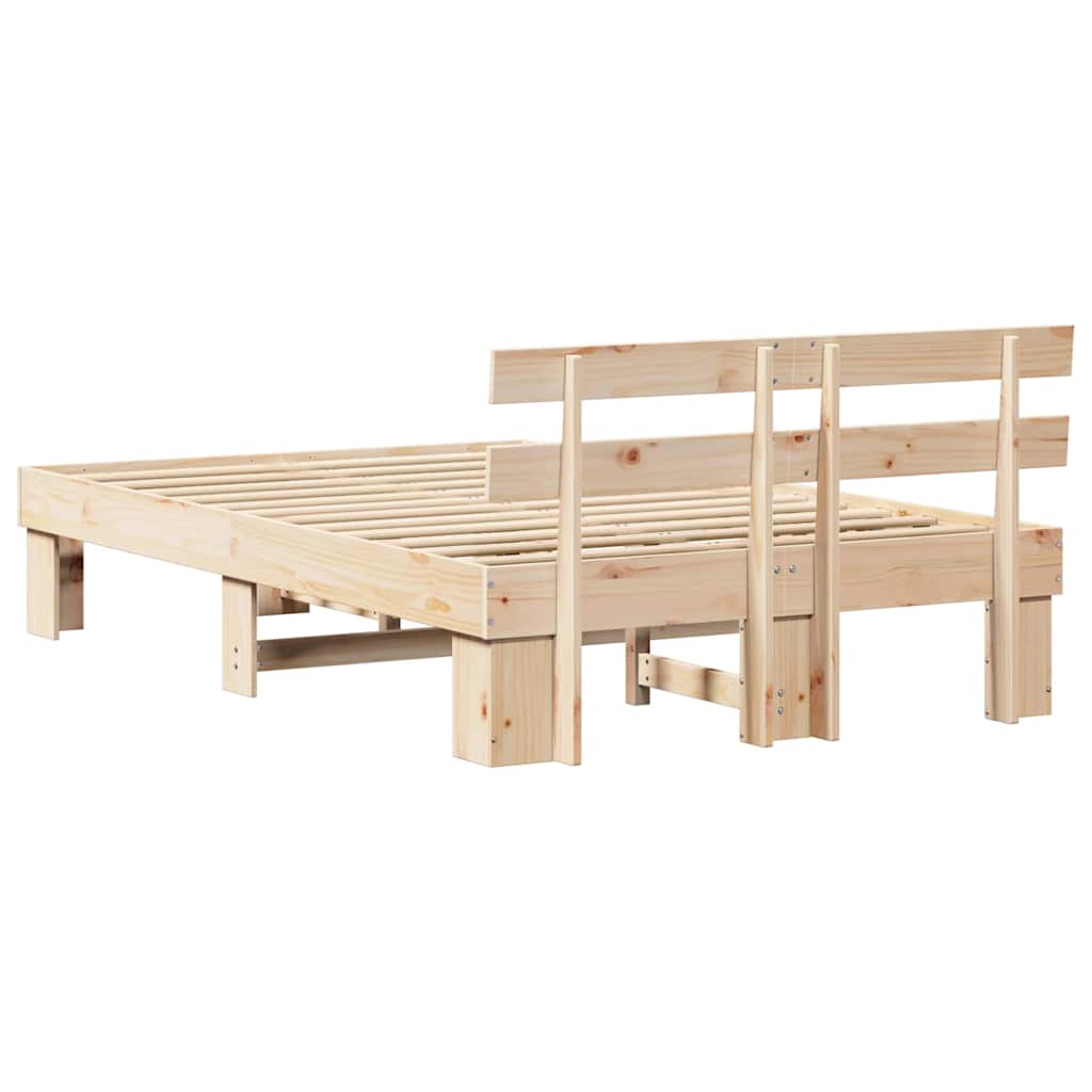 Sengestel Med Hovedgærde Brun 135 190 Cm Massivt Fyrretræ - Billede 8