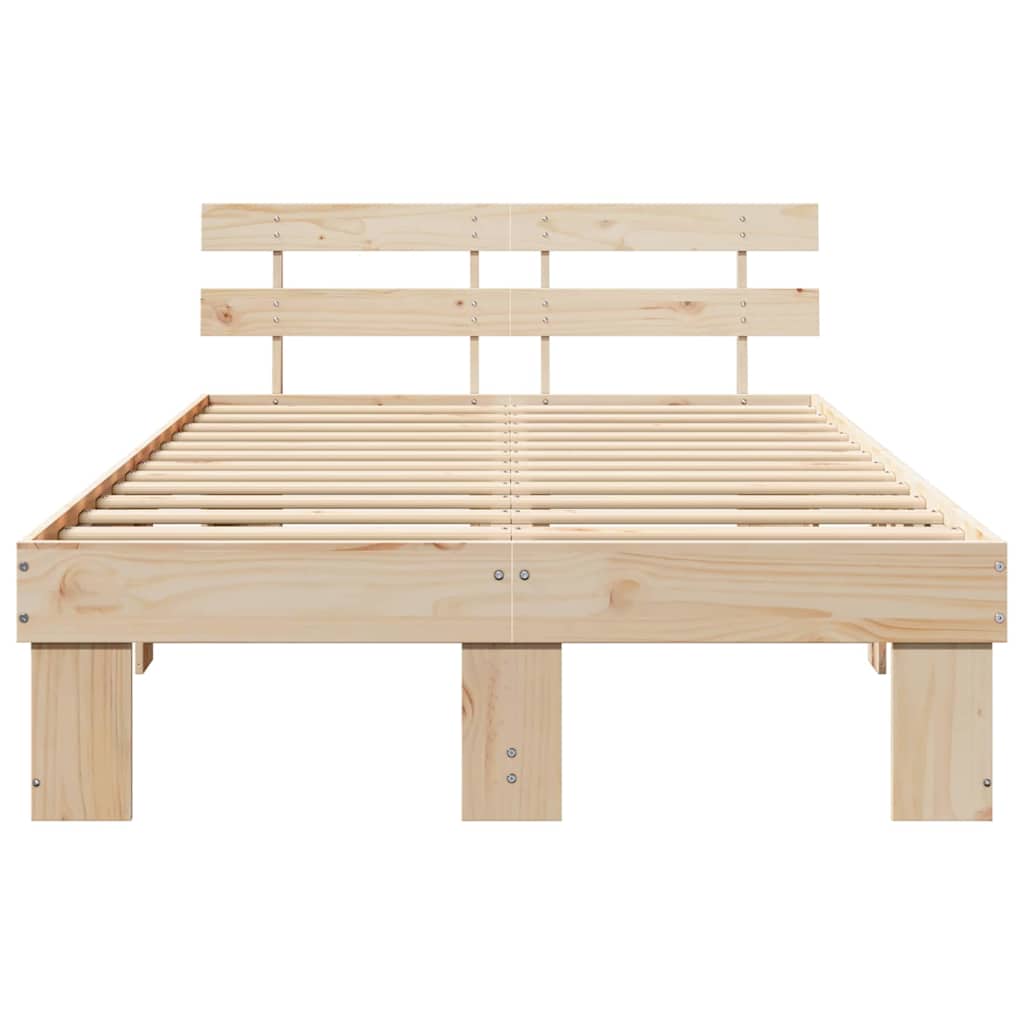 Sengestel Med Hovedgærde Brun 135 190 Cm Massivt Fyrretræ - Billede 6