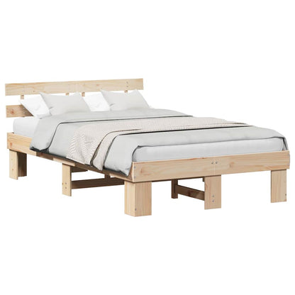 Sengestel Med Hovedgærde Brun 135 190 Cm Massivt Fyrretræ - Billede 3
