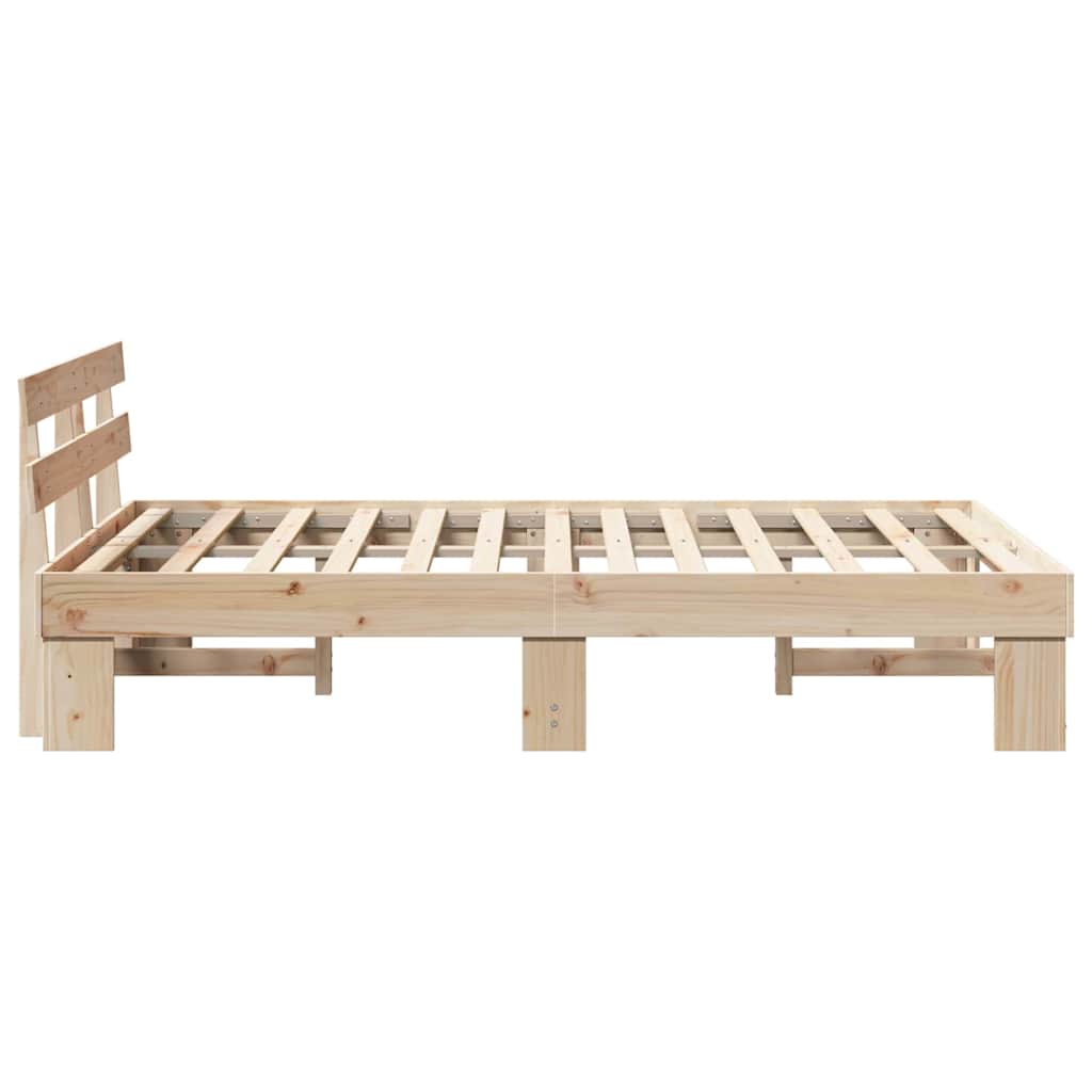 Sengestel Med Hovedgærde Brun 135 190 Cm Massivt Fyrretræ - Billede 7