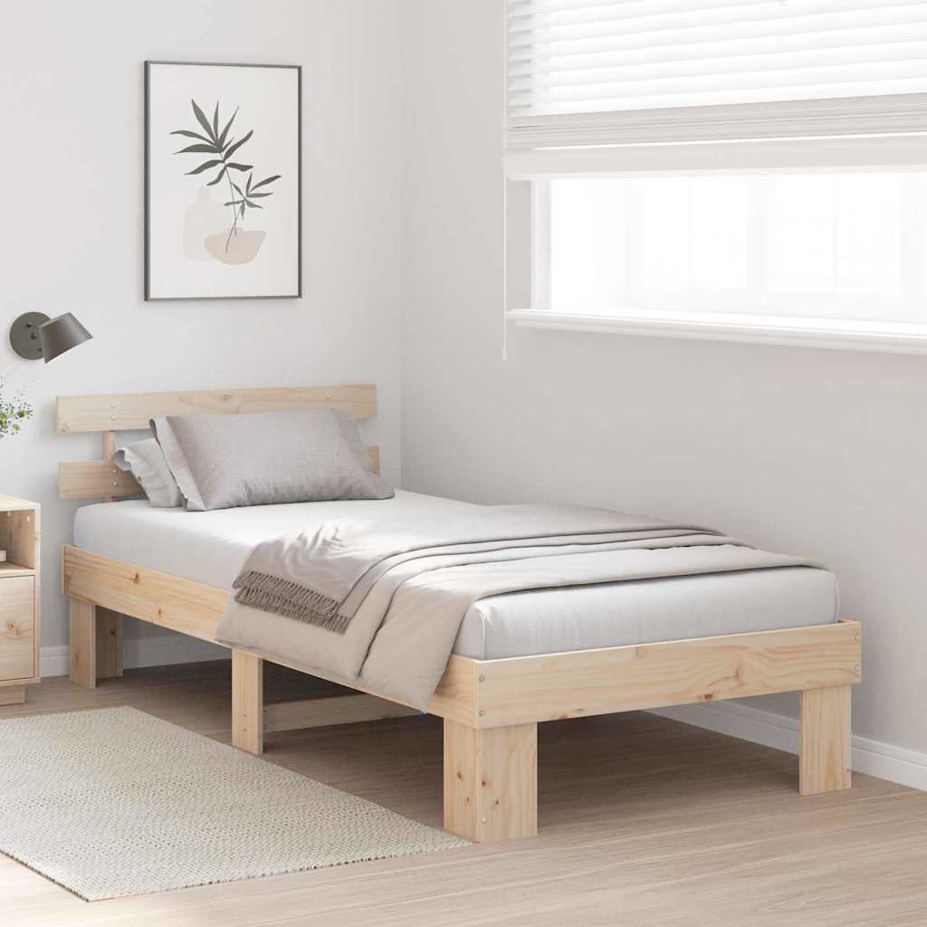 Sengestel Med Hovedgærde Brun 75 190 Cm Massivt Fyrretræ - Billede 5