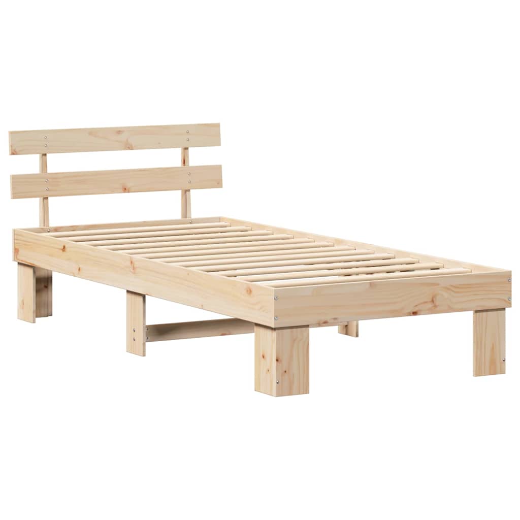 Sengestel Med Hovedgærde Brun 75 190 Cm Massivt Fyrretræ - Billede 2