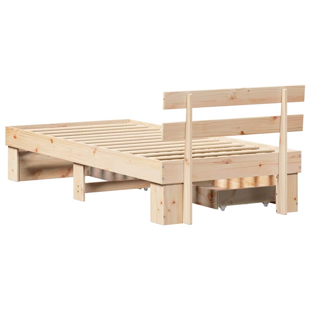 Sengestel Med Hovedgærde Brun 90 190 Cm Massivt Fyrretræ - Billede 10