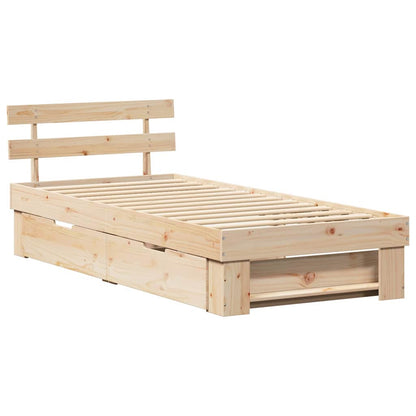 Sengestel Med Hovedgærde Brun 75 190 Cm Massivt Fyrretræ - Billede 2